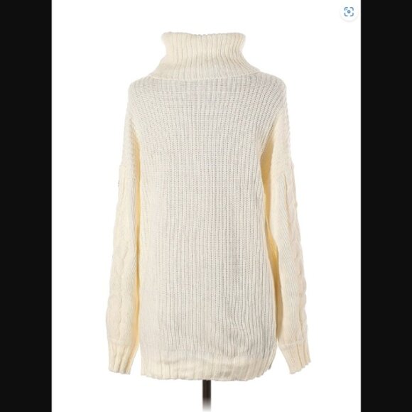INC International Concepts Creme turtleneck Rhinestone sleeves sz L NWT - Picture 2 of 6